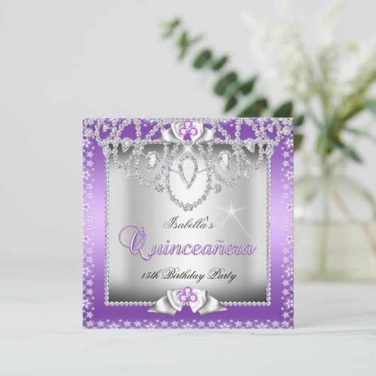 キンセアニェラ15thパープルシルバーダイヤモンドティアラ 招待状 (スタンド正面)