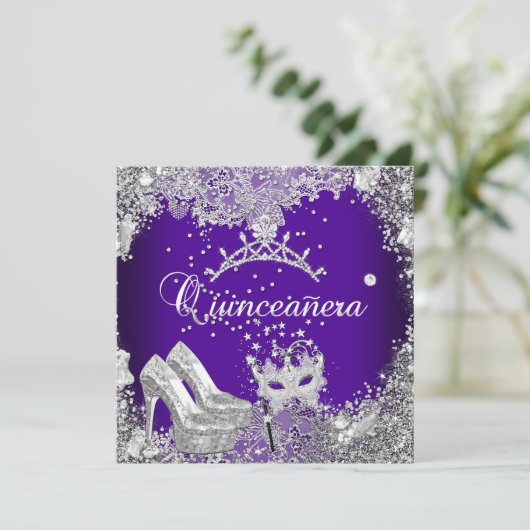 キンセアニェラ15thパープルシルバーマスクティアラ 招待状 (スタンド正面)