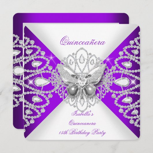 キンセアニェラ15thパープルバタフライティアラパーティー 招待状 (正面/裏面)