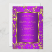 キンセアニェラ15thパープルピンク金ゴールドダマスク写真 招待状 (裏面)