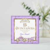 キンセアニェラ15thパープル金ゴールドティアラ馬車 招待状 (スタンド正面)