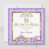キンセアニェラ15thパープル金ゴールドティアラ馬車 招待状 (正面)