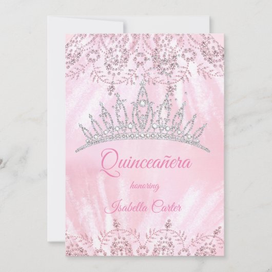 キンセアニェラ15thピかわいらしンクグリッターティアラパーティー 招待状 (正面)