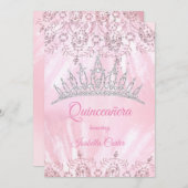 キンセアニェラ15thピかわいらしンクグリッターティアラパーティー 招待状 (正面/裏面)