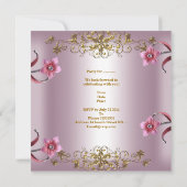 キンセアニェラ15thピンクの花金ゴールドティアラ 招待状 (裏面)