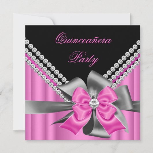 キンセアニェラ15thピンクシルバーグレーボーダイヤモンド2 招待状 (正面)
