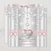 キンセアニェラ15thピンクシルバーハートダイヤモンド2 招待状 (正面/裏面)