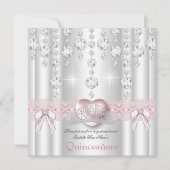 キンセアニェラ15thピンクシルバーハートダイヤモンド2 招待状 (正面)