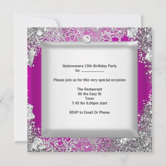 キンセアニェラ15thピンクプラムシルバーマスクティアラ 招待状 (裏面)