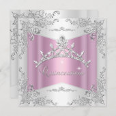 キンセアニェラ15thピンクホワイトシルバーティアラ 招待状 (正面/裏面)