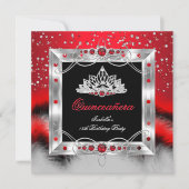 キンセアニェラ15thフェザーレッドパールグラマー 招待状 (正面)