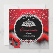 キンセアニェラ15thフェザーレッドパールグラモールヒール 招待状 (正面)