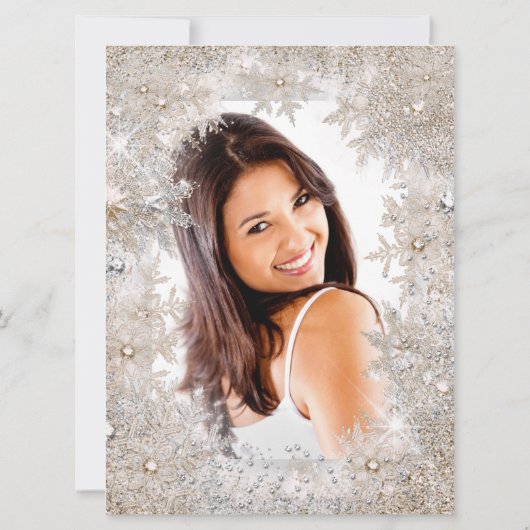 キンセアニェラ15thフォトシルバーベージュスノーフレーク 招待状 (裏面)