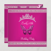 キンセアニェラ15thフシアピンクティアラバタフライ 招待状 (正面/裏面)