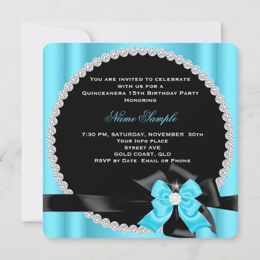 キンセアニェラ15thブルーシルバーブラックボーダイヤモンド2 招待状 (裏面)