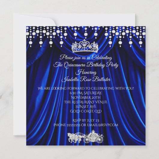 キンセアニェラ15thブルー王室のキャリッジティアラ 招待状 (裏面)