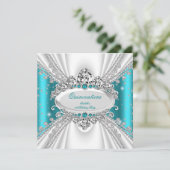 キンセアニェラ15thプリンセスティール(緑がかった色)ティアラダイヤモンド 招待状 (スタンド正面)