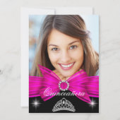 キンセアニェラ15thホットピンクブラックバースデーパーティー2 招待状 (正面)
