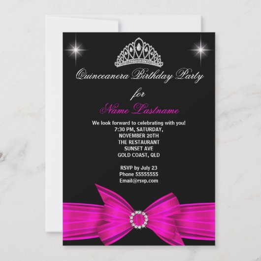 キンセアニェラ15thホットピンクブラックバースデーパーティー2 招待状 (裏面)