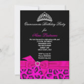 キンセアニェラ15thホットピンクブラックヒョウ写真 招待状 (裏面)