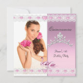 キンセアニェラ15thホワイトピンクのスワンズティアラ写真 招待状 (正面)