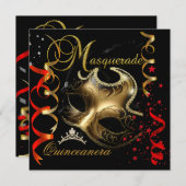 キンセアニェラ15thマスカレード赤金ゴールドマスク 招待状 (正面/裏面)