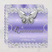 キンセアニェラ15thモーヴレースバタフライパールパーティー 招待状 (正面/裏面)