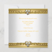 キンセアニェラ15th白エレガント金ゴールドパール宝石 招待状 (裏面)