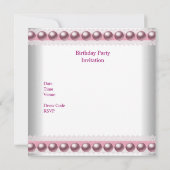 キンセアニェラ15th誕生日かわいらしレースピンクボウ 招待状 (裏面)