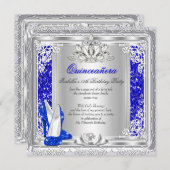 キンセアニェラ15th誕生日グリッターブルーシューズ 招待状 (正面/裏面)