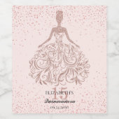 キンセアニェラ15th誕生日バラ金ゴールドグリッタードレス ワインラベル (シングルラベル)