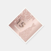 キンセアニェラ15th誕生日バラ金ゴールドグリッター乾燥 スタンダードカクテルナプキン (角)