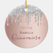キンセアニェラ15th誕生日バラ金ゴールドグリッター銀 セラミックオーナメント (裏面)