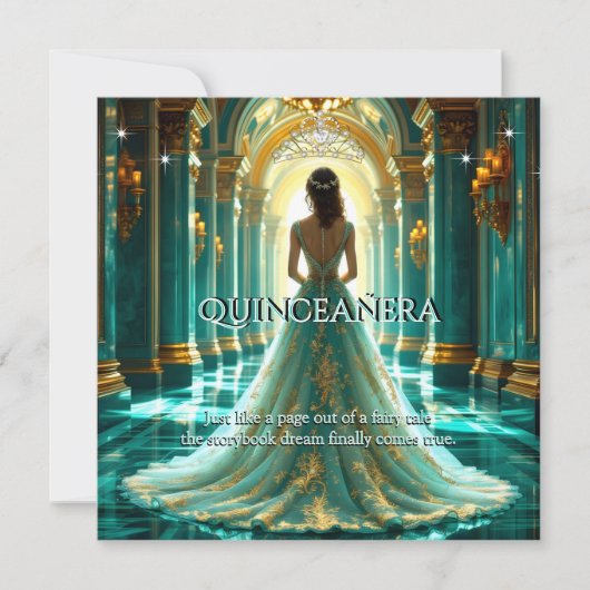 キンセアニェラ15th誕生日パレスアクアティール(緑がかった色)翡翠 招待状 (正面)