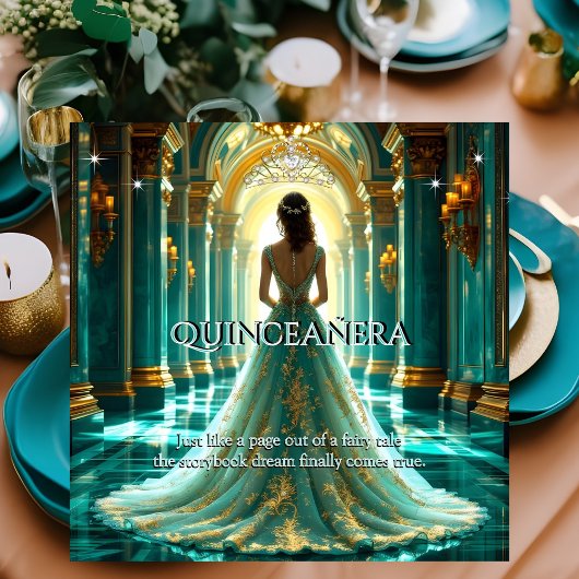 キンセアニェラ15th誕生日パレスアクアティール(緑がかった色)翡翠 招待状