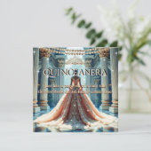 キンセアニェラ15th誕生日パレスピーチティール（緑がかった色） 招待状 (スタンド正面)