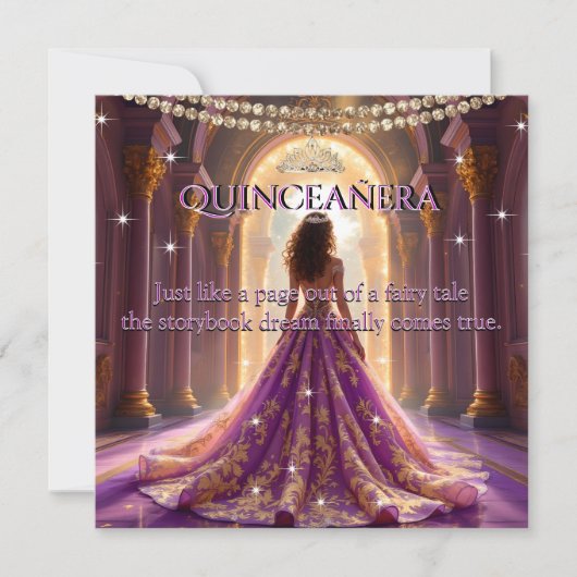 キンセアニェラ15th誕生日パレスマゼンダ金ゴールド 招待状 (正面)