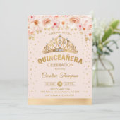 キンセアニェラ15th誕生日パーティー – フローラ金ゴールドピンク 招待状 (スタンド正面)