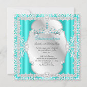 キンセアニェラ15th誕生日パールティール(緑がかった色)シルバー 招待状 (正面)