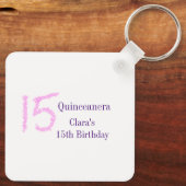 キンセアニェラ15th誕生日ピンクグリッターテンプレート キーホルダー (裏面)