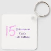 キンセアニェラ15th誕生日ピンクグリッターテンプレート キーホルダー (裏面)