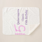 キンセアニェラ15th誕生日ピンクグリッターテンプレート シェルパブランケット (正面(横))