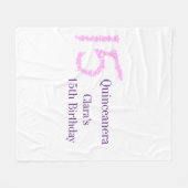 キンセアニェラ15th誕生日ピンクグリッターテンプレート フリースブランケット (正面(横))