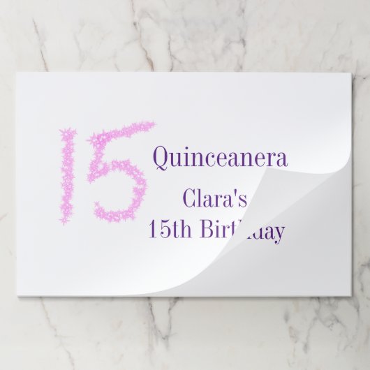 キンセアニェラ15th誕生日ピンクグリッターテンプレート ペーパーパッド (折り畳み)