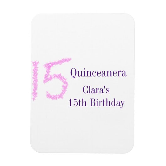 キンセアニェラ15th誕生日ピンクグリッターテンプレート マグネット (縦)