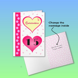 キンセアニェラ15th誕生日ピンクハート カード