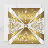 キンセアニェラ15th誕生日ホワイト金ゴールドパールティアラ 招待状 (裏面)