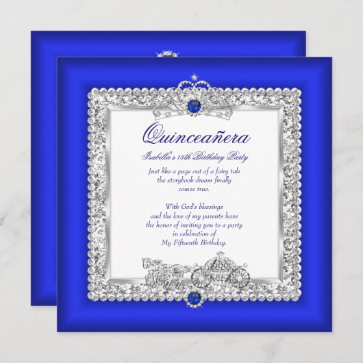キンセアニェラ15th誕生日マジカルフェアリーターレーブルー 招待状 (正面/裏面)