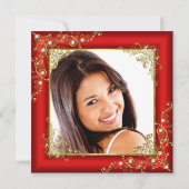 キンセアニェラ15th赤金ゴールドホワイトパールティアラ写真 招待状 (裏面)