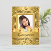 キンセアニェラ15th金ゴールドダマスクフォトパール 招待状 (スタンド正面)